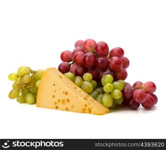 Perfect bunch of grapes and cheese isolated on white background