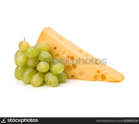 Perfect bunch of grapes and cheese isolated on white background