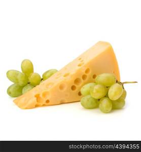 Perfect bunch of grapes and cheese isolated on white background