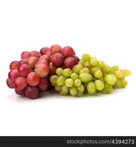 Perfect bunch of white and red grapes isolated on white background