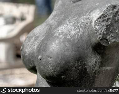 Perfect female breast as artistic metal sculpture, germany