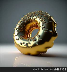 Perfect golden donut with glaze on white and gray background, close up. Creativity, reward concept. AI. Perfect golden donut with glaze on white background. AI