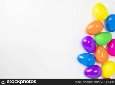Perfect painted colorful handmade easter eggs isolated on a white background copy space, border, Holiday happy Easter concept space for text. Perfect painted colorful handmade easter eggs isolated on a white background copy space, border, Holiday happy Easter concept