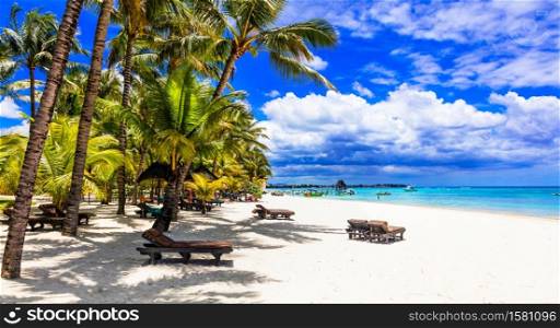 Perfect tropical beach scenery , Mauritius island holidays