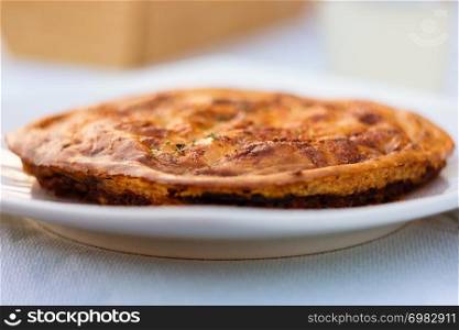 Perfectly Baked Tasty Moussaka Pie On White Plate