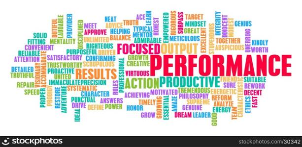 Performance Word Cloud Concept on White. Performance Word Cloud Concept