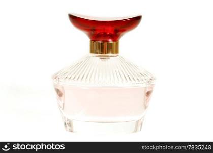Perfume bottle on clean white background.