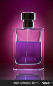 Perfume bottle, on pink background