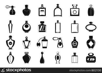 Perfume icon set. Simple set of perfume vector icons for web design isolated on white background. Perfume icon set, simple style