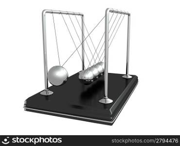 Perpetual motion. Pendulum on white isolated background. 3d