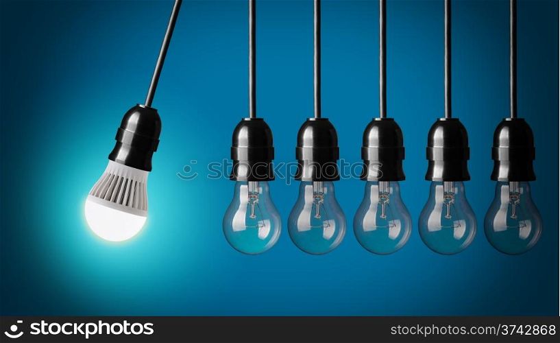 Perpetual motion with LED bulb and simple light bulbs