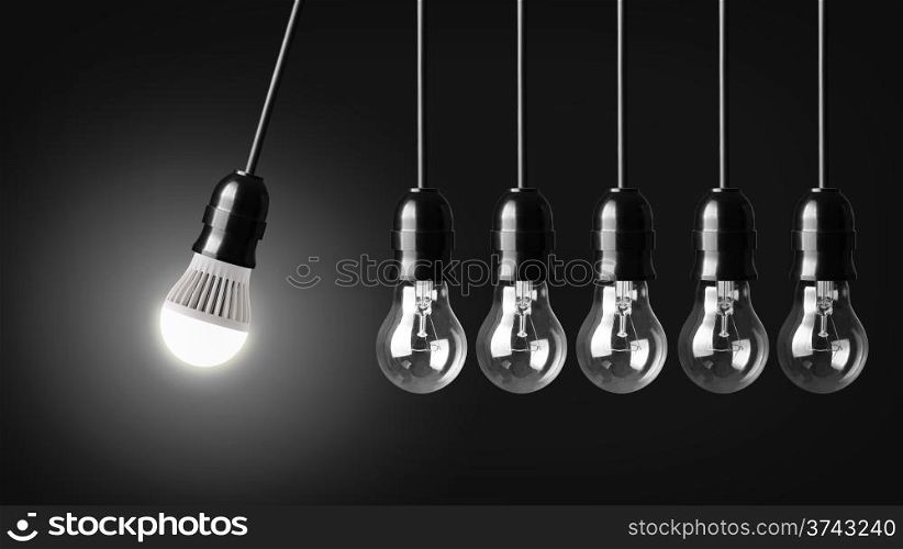 Perpetual motion with LED bulb and simple light bulbs