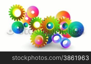 Perpetuum mobile gears isolated on white background