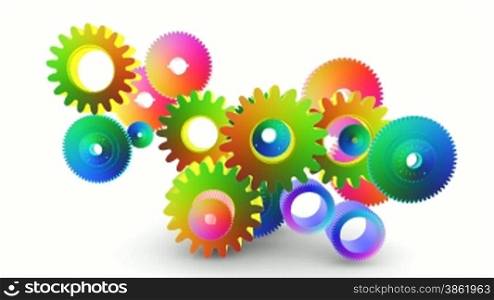 Perpetuum mobile gears isolated on white background
