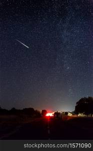 perseids in the pasture of extremadura 2020