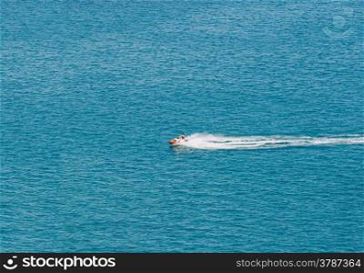 Person Cruising the Mediterranean Sea over a Watercraft