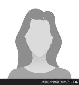 Person gray photo placeholder woman in T-shirt on white background