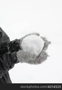 Person holding a snowball