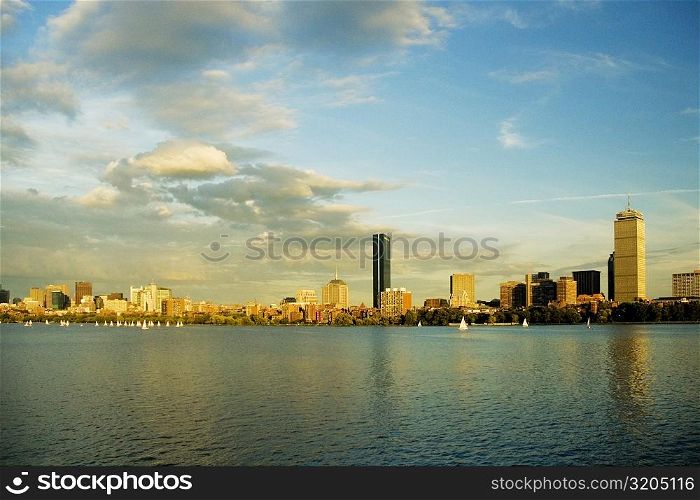 Person in a boat on a river, Charles River, Boston, Massachusetts, USA