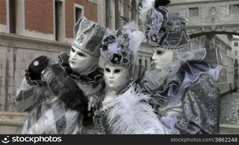 Person in Venetian costume attends the Carnival of Venice, on February 12, 2013 in Venice (Italy)