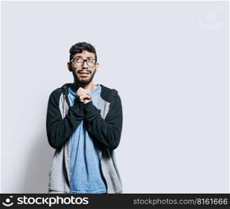 Person pleading with hands together isolated. distressed man asking for a favor, People putting hands together asking please, Hopeful person asking for help or apologizing