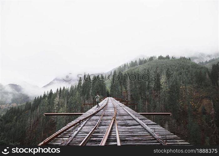 person railroad bridge . Resolution and high quality beautiful photo. person railroad bridge . High quality and resolution beautiful photo concept