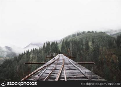 person railroad bridge . Resolution and high quality beautiful photo. person railroad bridge . High quality and resolution beautiful photo concept