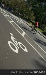 Person riding a bicycle on the road