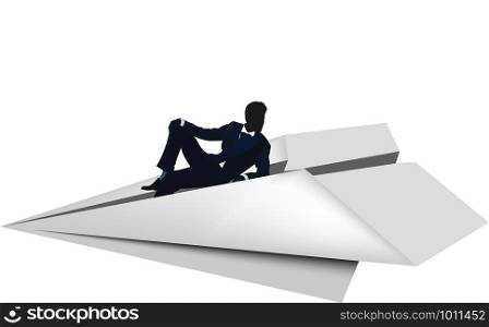 person sitting on a paper plane