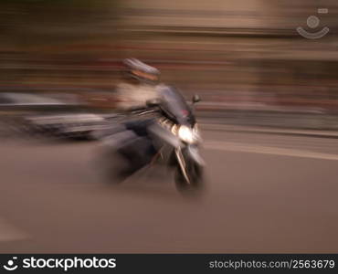 Person speeding on the motor bike, France