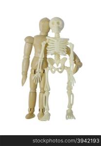 Person standing next to a skeleton - path included