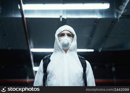 person with face mask wearing protective equipment against bio hazard 2