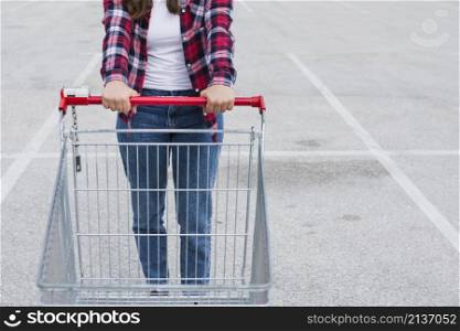 person with shopping cart