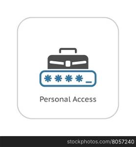 Personal Access Icon. Flat Design.. Personal Access Icon. Flat Design. Security Concept with a Briefcase and a Password box. Isolated Illustration. App Symbol or UI element.