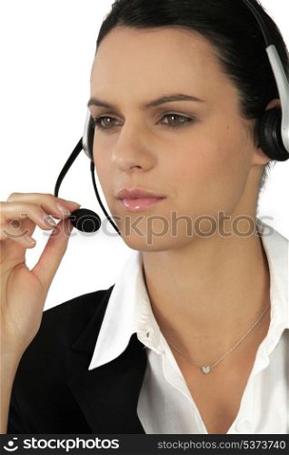 Personal assistant on phone with headset
