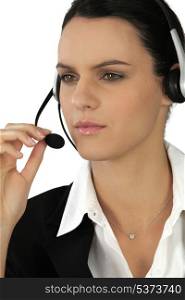 Personal assistant on phone with headset
