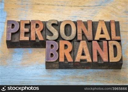 Personal brand word abstract - text in vintage letterpress wood type printing blocks