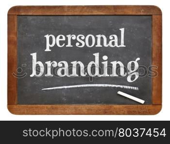 personal branding - white chalk text on a vintage slate blackboard
