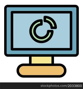 Personal computer icon. Outline personal computer vector icon color flat isolated. Personal computer icon color outline vector