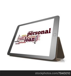 Personal loan word cloud on tablet image with hi-res rendered artwork that could be used for any graphic design.. Personal loan word cloud on tablet
