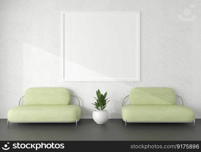 Perspective of bedroom with twin bed and mockup picture frame, Interior design of minimal style. 3D rendering.