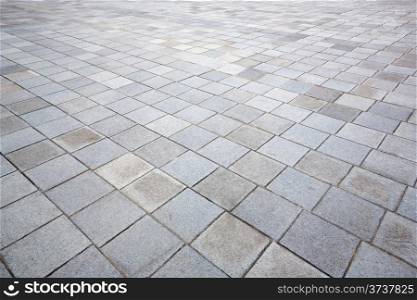 Perspective of concrete brick pavement road
