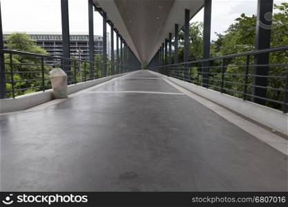 perspective of elevated pedestrian walkway sky walk