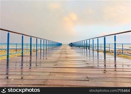 Perspective of pier after rain, Cyprus