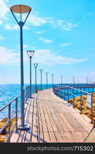 Perspective of promenade over the sea in Limassol, Cyprus
