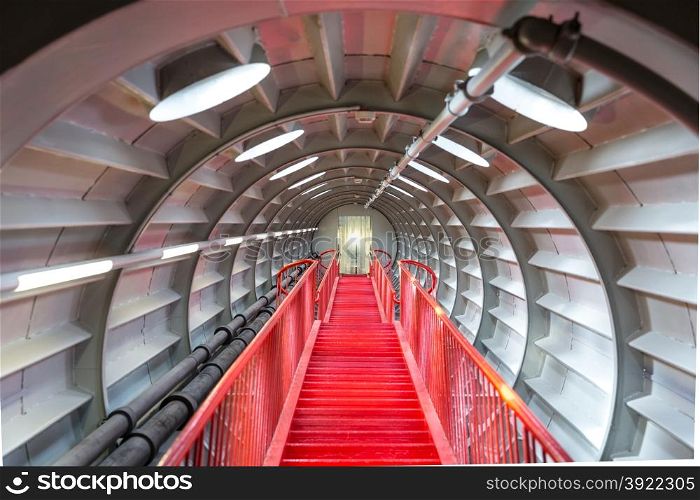 perspective of Red stairway, concept of successful career elevation