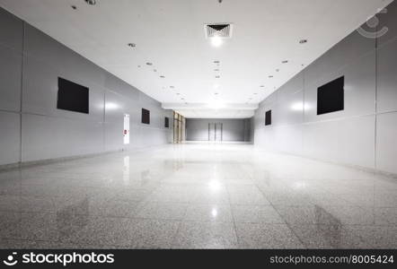 Perspective of the corridor at modern office building