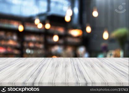 Perspective white luxury wooden with blurred background. product display template