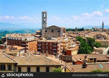 Perugia skyline in the sunshine day. Italy
