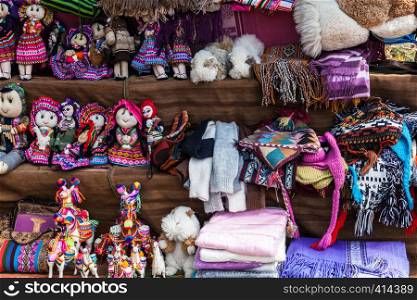 peruvian clothes and toys on the market